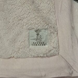 Little Giraffe Luxe Baby Blanket Pink Faux Fur Satin Trim 29x35 Made USA
